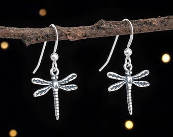 Sterling Silver Tiny Dragonfly Earrings - VERY SMALL