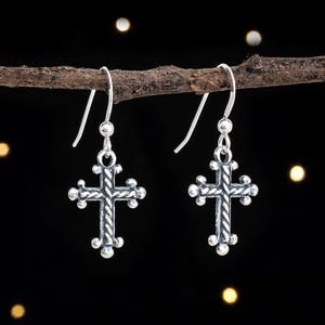 Sterling Silver Cross Earrings - VERY SMALL, Double Sided