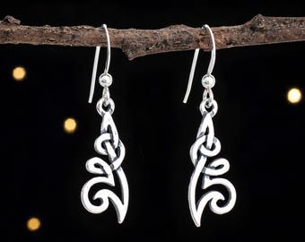 Sterling Silver Celtic Flower Knot Earrings - SMALL, Double Sided, Lightweight - Ear Wire or Lever Back