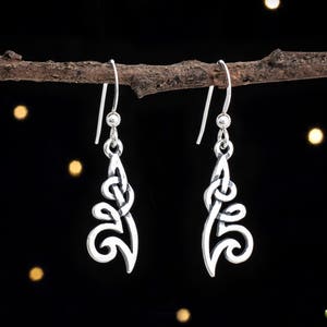 Sterling Silver Celtic Flower Knot Earrings - SMALL, Double Sided, Lightweight - Ear Wire or Lever Back