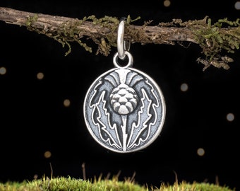 Sterling Silver Scottish Thistle - VERY SMALL, Lightweight - (Charm Only or Necklace)
