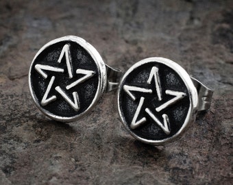 Sterling Silver Tiny Pentacle Post Earrings