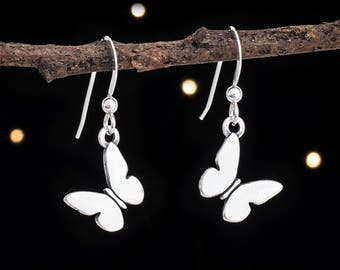 Sterling Silver Butterfly Earrings - Small, Double Sided