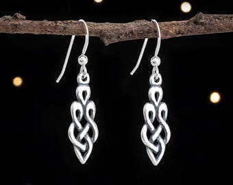 Sterling Silver Celtic Goddess Knot Earrings - VERY SMALL, Lightweight