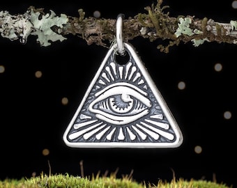 Sterling Silver All Seeing Eye - SMALL - (Charm Only or Necklace)