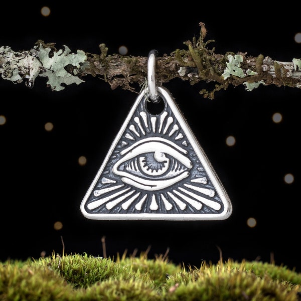 Sterling Silver All Seeing Eye - SMALL - (Charm Only or Necklace)