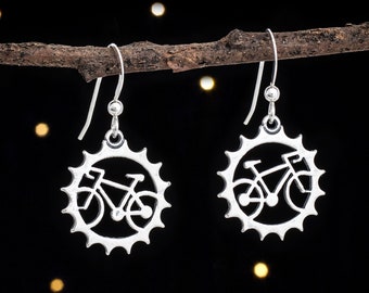 Sterling Silver Bicycle Earrings - Cyclist, Bike Lover Gift