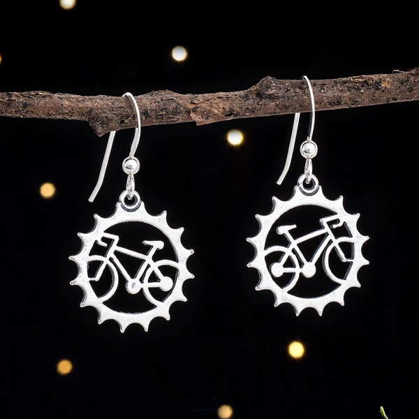 Sterling Silver Bicycle Earrings - Cyclist, Bike Lover Gift