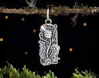 Sterling Silver Scottish Thistle - VERY SMALL - (Charm Only or Necklace)