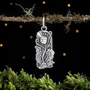 Sterling Silver Scottish Thistle - VERY SMALL - (Charm Only or Necklace)