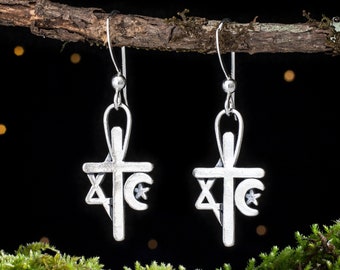 Sterling Silver Unity Cross Earrings - SMALL