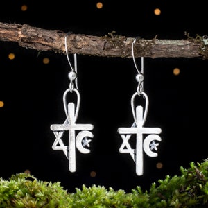 Sterling Silver Unity Cross Earrings SMALL image 1