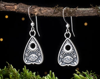 Sterling Silver Little Planchette Earrings - VERY SMALL - Ear Wire or Lever Back