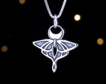 Sterling Silver Luna Moth - SMALL, Double Sided - (Pendant Only or Necklace)