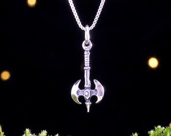 Sterling Silver Minoan Double Axe, Labrys - VERY SMALL, 3D Double Sided - (Charm Only or Necklace)