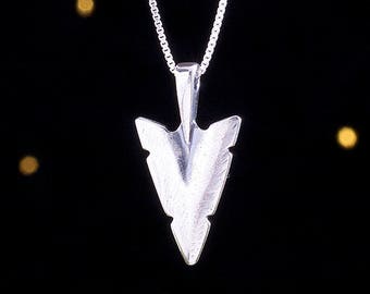 Sterling Silver Arrowhead - Double Sided - (Pendant Only or Necklace)