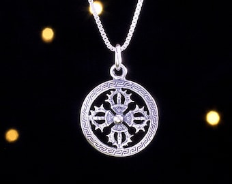 Sterling Silver Double Vajra, Tibetan Dorje - SMALL, Lightweight - (Pendant Only or Necklace)