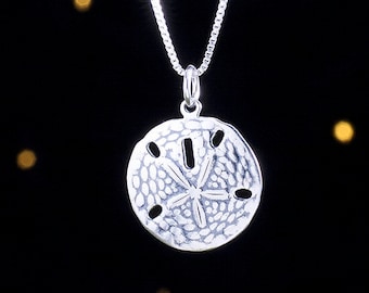 Sterling Silver Sand Dollar - Everyday Beach Jewelry - Double Sided - (Pendant Only or Necklace)