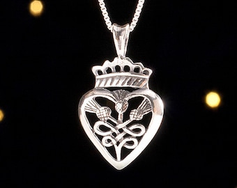 Sterling Silver Scottish Thistles and Luckenbooth - (Pendant or Necklace)