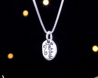 Sterling Silver Gratitude Charm - VERY SMALL, Double Sided - (Charm Only or Necklace)