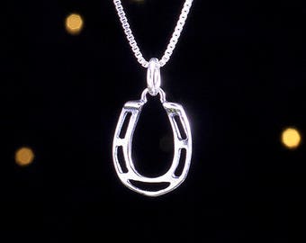 Sterling Silver Lucky Horseshoe - SMALL - (Charm Only or Necklace)