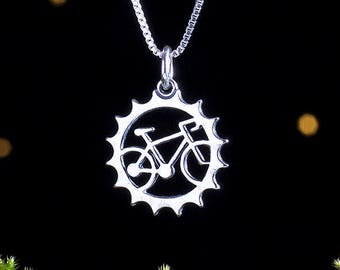 Sterling Silver Bicycle Charm - SMALL - Cyclist, Bike Lover Gift - (Charm Only or Necklace)