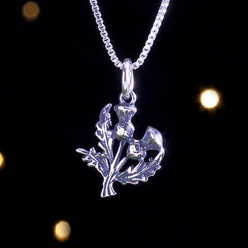 Sterling Silver Double Thistle Drop Pendant