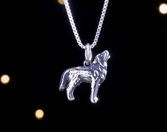 Sterling Silver Little Howling Wolf - VERY SMALL, 3D Double Sided - (Charm Only or Necklace)