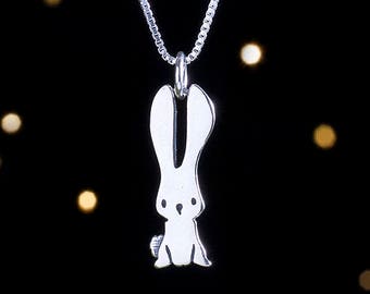 Sterling Silver Bunny Rabbit - Small, Double Sided - (Charm Only or Necklace)