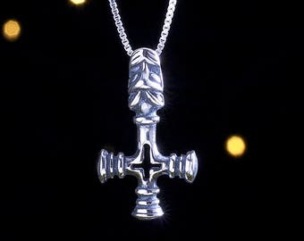Sterling Silver Icelandic Wolf Cross, Thor's Hammer - SMALL, 3D Double Sided - (Pendant Only or Necklace)