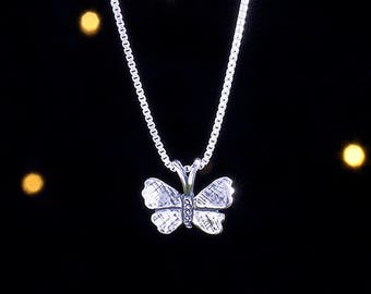Sterling Silver Teeny TINY Butterfly - VERY SMALL - (Pendant or Necklace)
