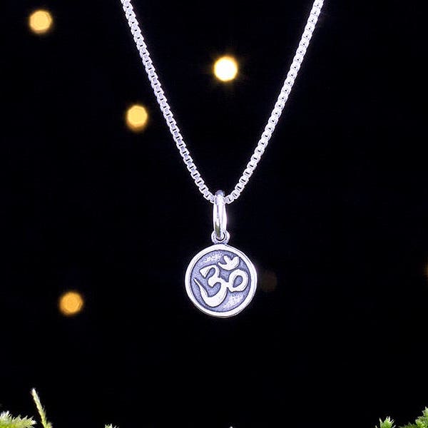 Sterling Silver Teeny Tiny Om - VERY SMALL, Double Sided - (Charm Only or Necklace)