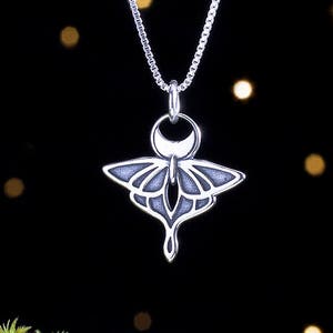 Sterling Silver Luna Moth - SMALL, Double Sided - (Pendant Only or Necklace)