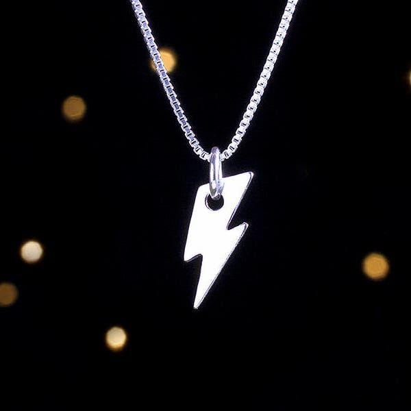 Sterling Silver Tiny Lightning Bolt Charm - VERY SMALL, Double Sided - (Charm Only or Necklace)