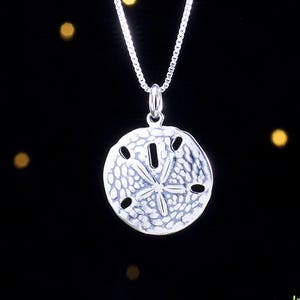 Sterling Silver Sand Dollar Everyday Beach Jewelry Double Sided Pendant Only or Necklace image 1