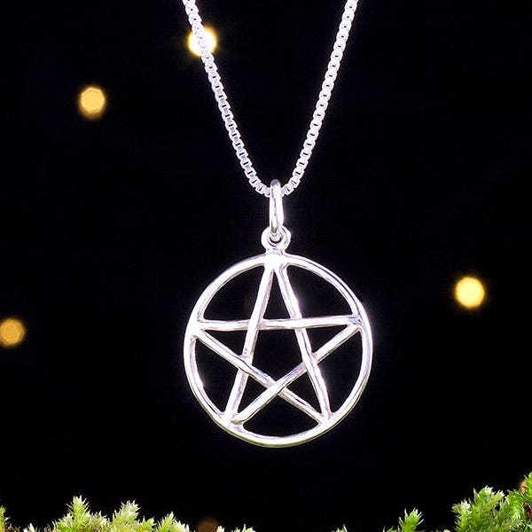 Sterling Silver Pentagram, Pentacle - Small, Double Sided, Lightweight - (Pendant Only or Necklace)