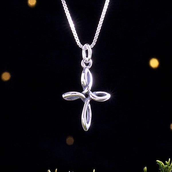 Sterling Silver Little Celtic Infinity Cross - VERY SMALL, Double Sided - (Charm Only or Necklace)