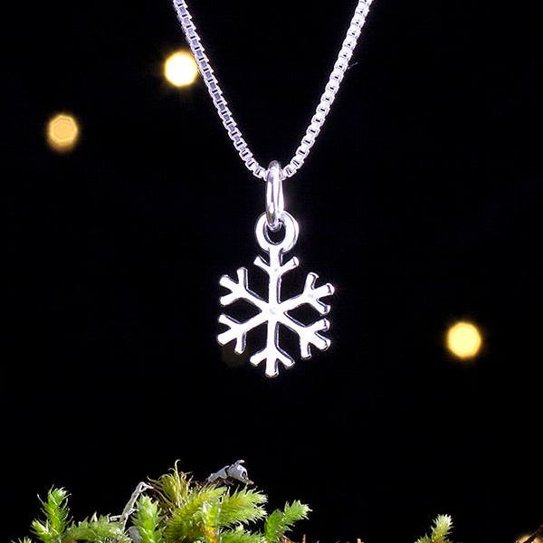 Sterling Silver Little Snowflake - VERY SMALL, Double Sided - (Charm Only or Necklace)