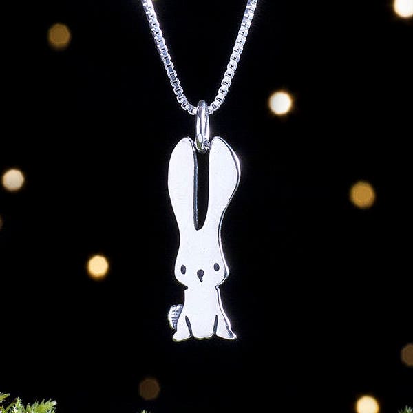 Sterling Silver Bunny Rabbit - Small, Double Sided - (Charm Only or Necklace)