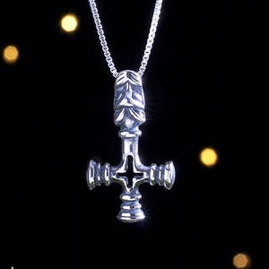 Sterling Silver Icelandic Wolf Cross, Thor&#39;s Hammer - SMALL, 3D Double Sided - (Pendant Only or Necklace)