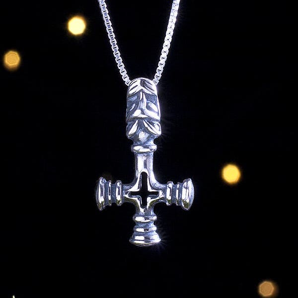 Sterling Silver Icelandic Wolf Cross, Thor's Hammer - SMALL, 3D Double Sided - (Pendant Only or Necklace)