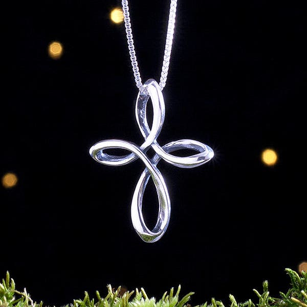 Sterling Silver Celtic Infinity Cross - Double Sided - (Pendant Only or Necklace)