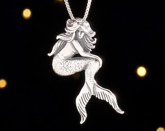 Sterling Silver Mermaid - Nautical Beach Summer Jewelry - (Pendant Only or Necklace)