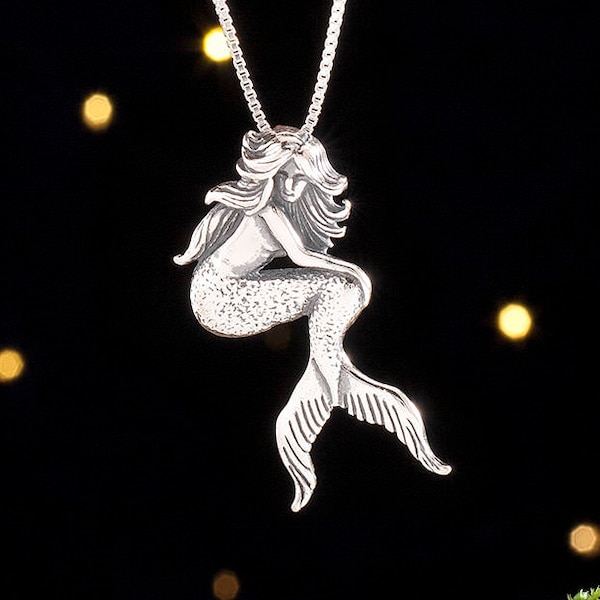 Sterling Silver Mermaid - Nautical Beach Summer Jewelry - (Pendant Only or Necklace)