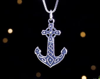 Sterling Silver Celtic Anchor Cross - Double Sided - (Pendant or Necklace)