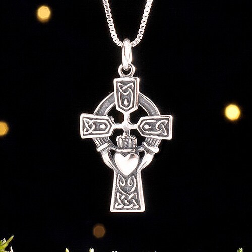 Mens Celtic Cross Necklace Sterling Silver Mens Irish Cross Etsy