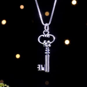 Sterling Silver Key Charm - SMALL, Double Sided - (Charm Only or Necklace)