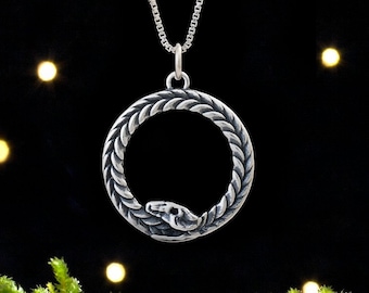 Sterling Silver Ouroboros, Infinity Serpent - Double Sided - (Pendant Only or Necklace)