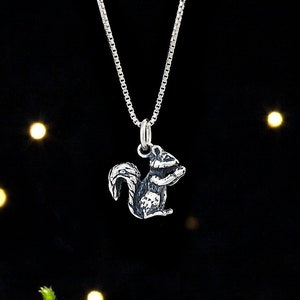 Sterling Silver Squirrel - SMALL, 3D Double Sided - (Charm Only or Necklace)