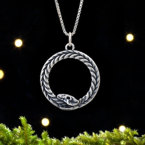 Sterling Silver Ouroboros, Infinity Serpent - Double Sided - (Pendant Only or Necklace)